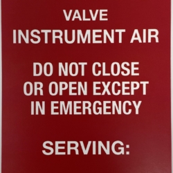 Instrument Air Valve Tag