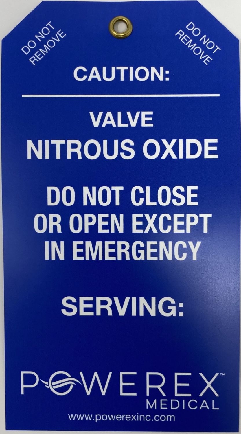 Nitrous Oxide Valve Tag Environmental and Medical Gas Services